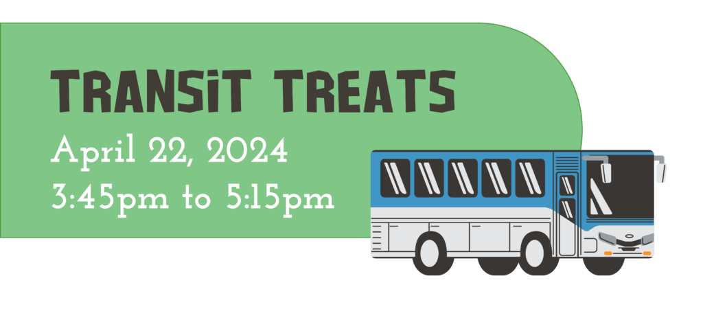 Transit Treats is shown above a bus in a green circle
