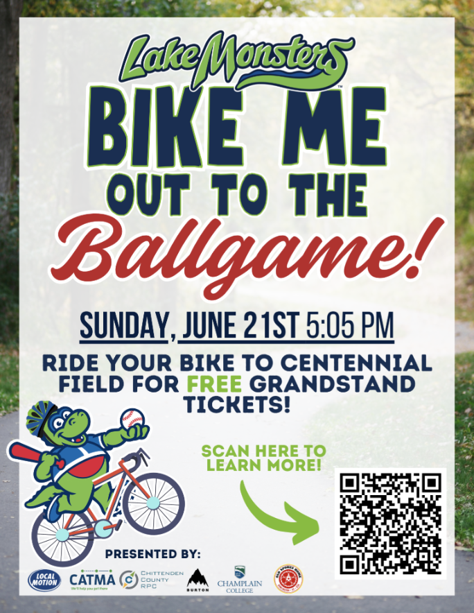 Thumbnail of flyer for LakeMonsters Bike Me Out to the Ballgame
